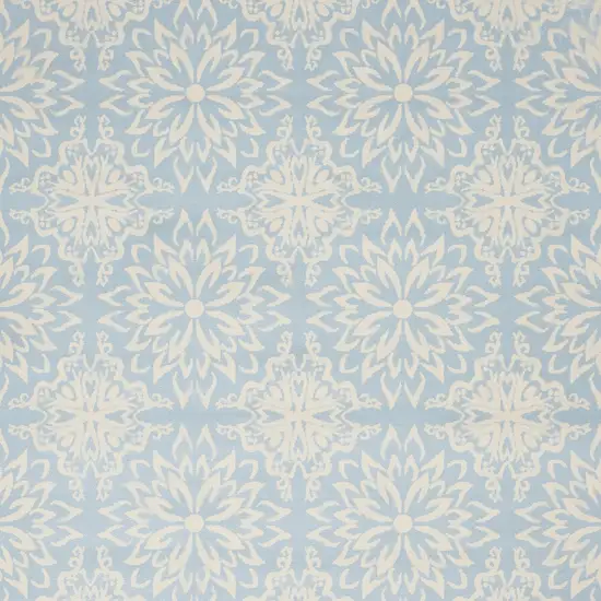 Light Blue Floral Power Loom Area Rug Photo 5