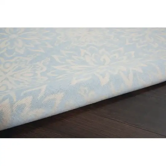 Light Blue Floral Power Loom Area Rug Photo 5