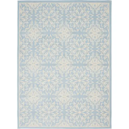 Light Blue Floral Power Loom Area Rug Photo 1