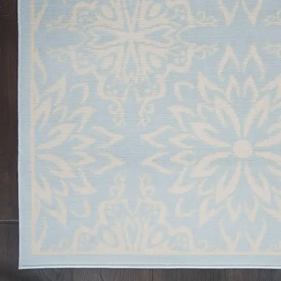 Light Blue Floral Power Loom Area Rug Photo 3