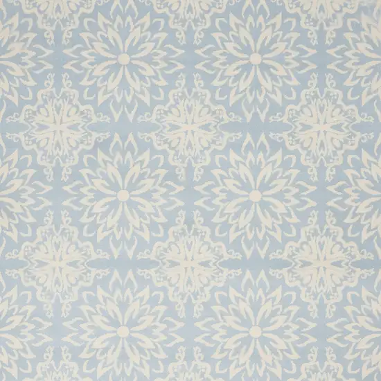 Light Blue Floral Power Loom Area Rug Photo 4