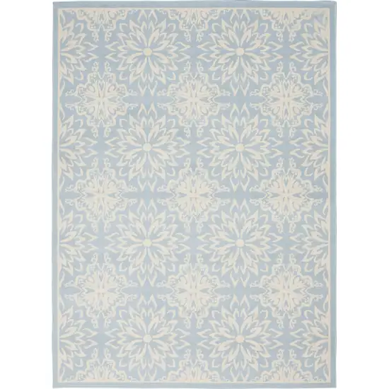 Light Blue Floral Power Loom Area Rug Photo 1