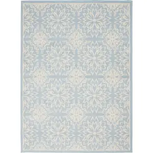 Photo of Light Blue Floral Power Loom Area Rug