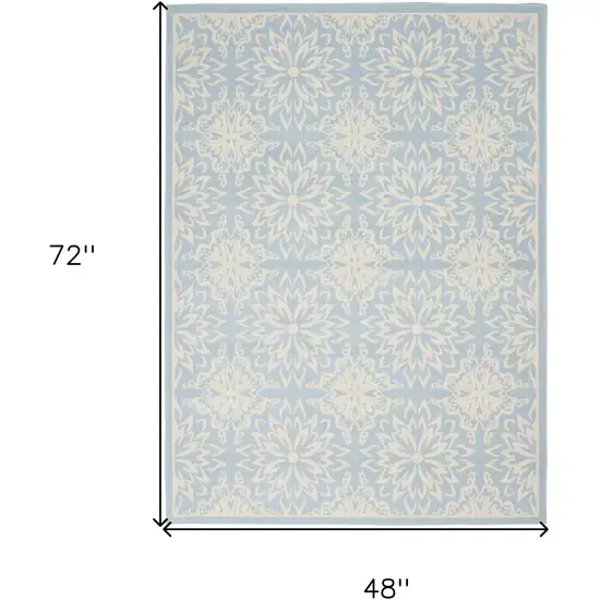 Light Blue Floral Power Loom Area Rug Photo 8