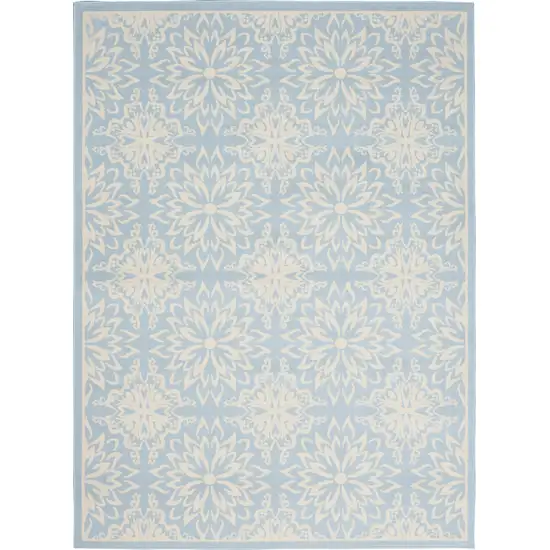 Light Blue Floral Power Loom Area Rug Photo 5