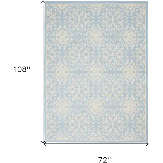 Light Blue Floral Power Loom Area Rug Photo 8