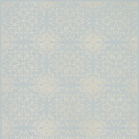 Light Blue Floral Power Loom Area Rug Photo 5