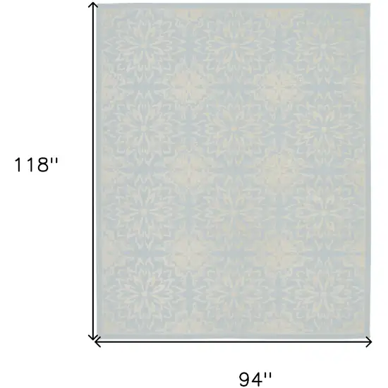 Light Blue Floral Power Loom Area Rug Photo 5