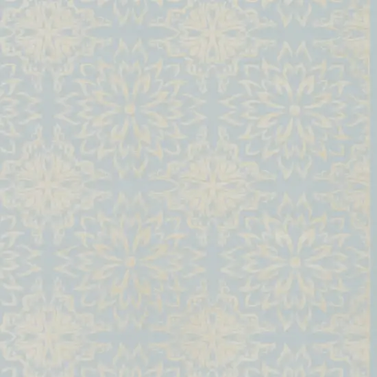 Light Blue Floral Power Loom Area Rug Photo 4