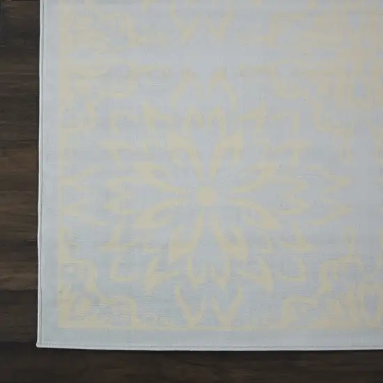 Light Blue Floral Power Loom Area Rug Photo 2