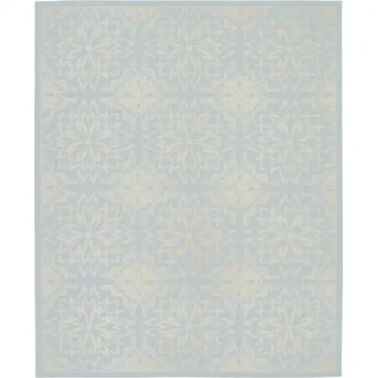 Light Blue Floral Power Loom Area Rug Photo 8