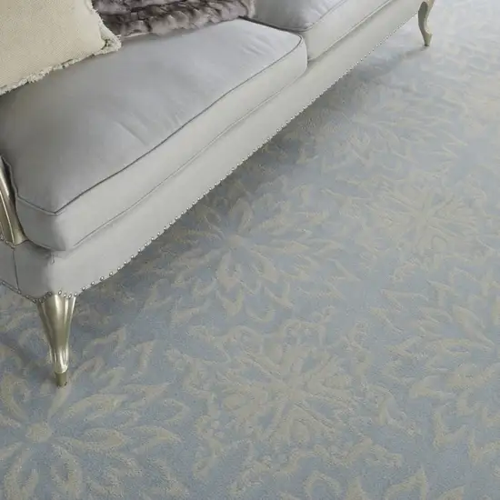 Light Blue Floral Power Loom Area Rug Photo 7