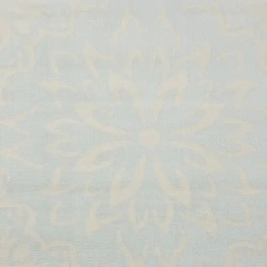 Light Blue Floral Power Loom Area Rug Photo 6