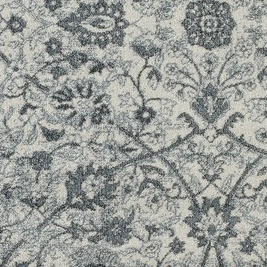 Light Blue Floral Power Loom Area Rug Photo 6