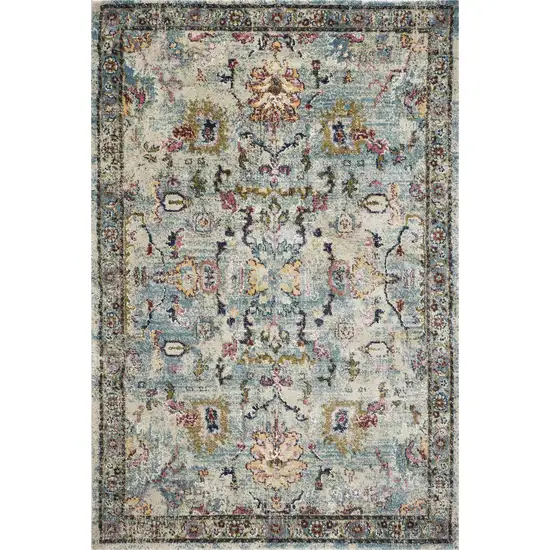 Light Blue Floral Vines Area Rug Photo 1