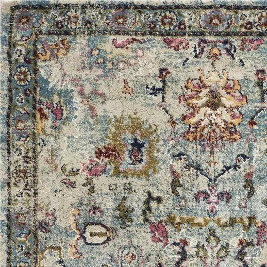 Light Blue Floral Vines Area Rug Photo 3