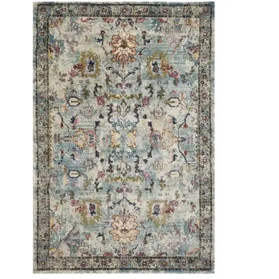 Light Blue Floral Vines Area Rug Photo 4