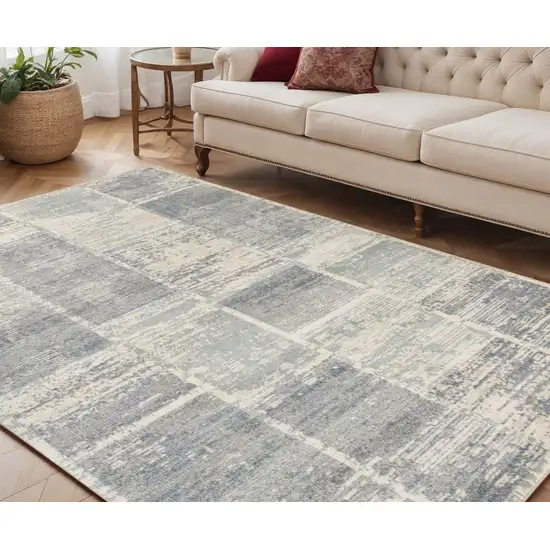 Gray and Light Blue Geometric Power Loom Area Rug Photo 1