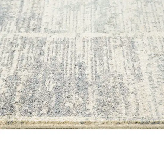 Light Blue Geometric Power Loom Area Rug With Fringe Photo 8