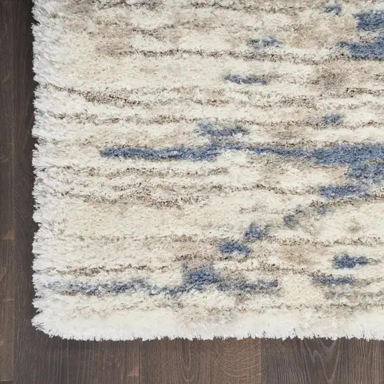 Light Blue Gray and Beige Abstract Shag Area Rug Photo 6