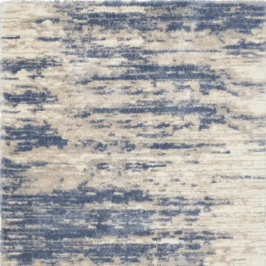 Light Blue Gray and Beige Abstract Shag Area Rug Photo 8