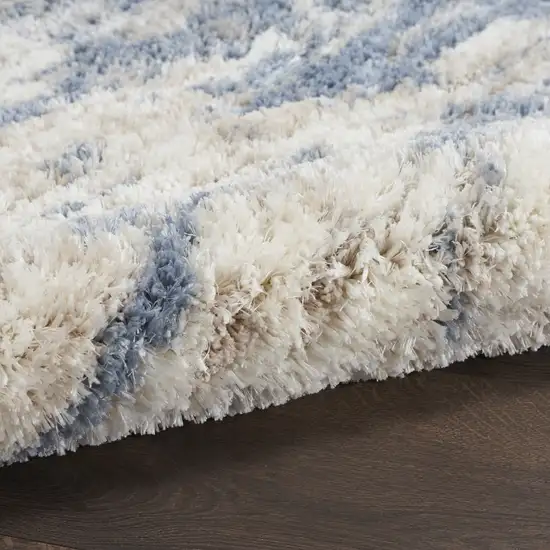 Light Blue Gray and Beige Abstract Shag Area Rug Photo 6