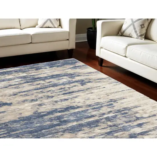 Light Blue Gray and Beige Abstract Shag Area Rug Photo 1