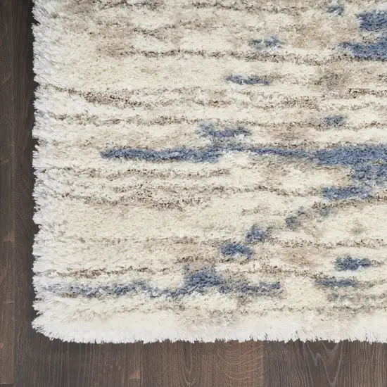 Light Blue Gray and Beige Abstract Shag Area Rug Photo 4