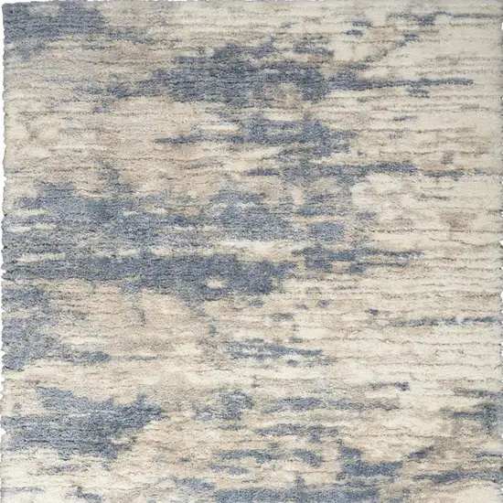 Light Blue Gray and Beige Abstract Shag Area Rug Photo 5