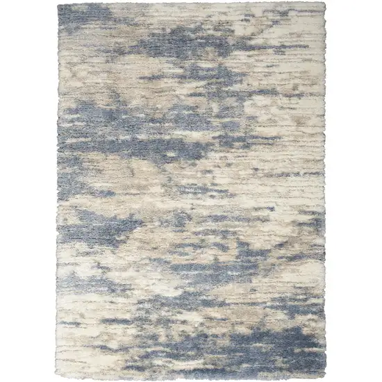 Light Blue Gray and Beige Abstract Shag Area Rug Photo 2