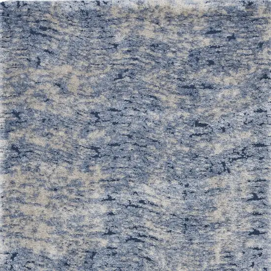 Light Blue Navy Blue and Beige Abstract Shag Area Rug Photo 6