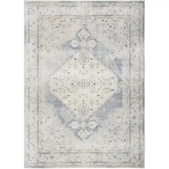 Light Blue Oriental Power Loom Distressed Washable Area Rug Photo 7