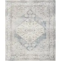 Photo of Light Blue Oriental Power Loom Distressed Washable Area Rug