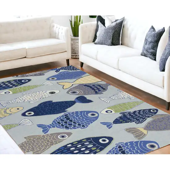 Light Blue School Of Fish Indoor Area Rug Photo 1