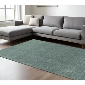 Photo of Light Blue Wool Hand Tufted Area Rug