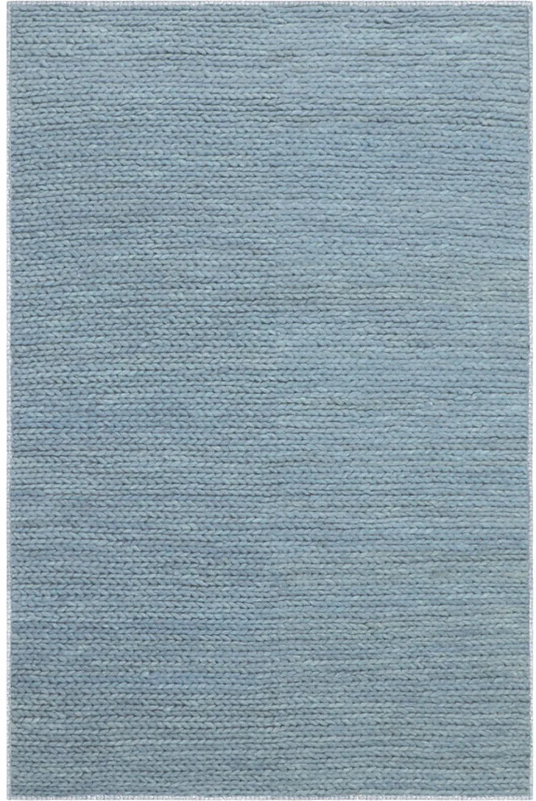 Light Blue Wool Handmade Stain Resistant Area Rug Photo 1