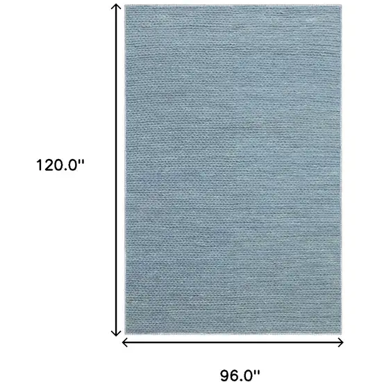 Light Blue Wool Handmade Stain Resistant Area Rug Photo 9