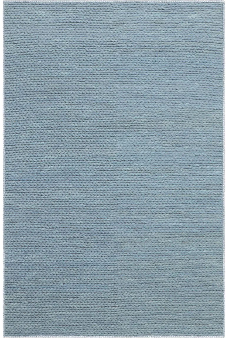 Light Blue Wool Handmade Stain Resistant Area Rug Photo 1