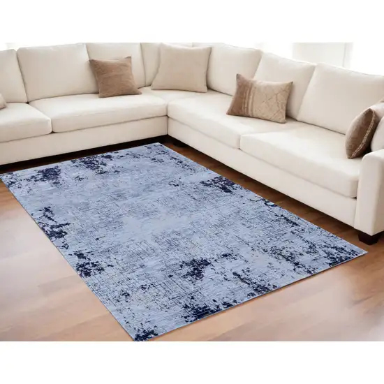 Light Blue and Black Abstract Power Loom Area Rug Photo 1