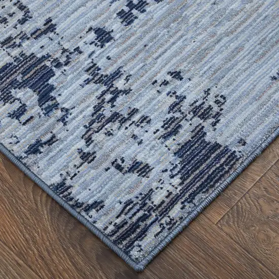 Light Blue and Black Abstract Power Loom Area Rug Photo 9