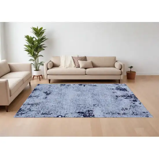 Light Blue and Black Abstract Power Loom Area Rug Photo 1