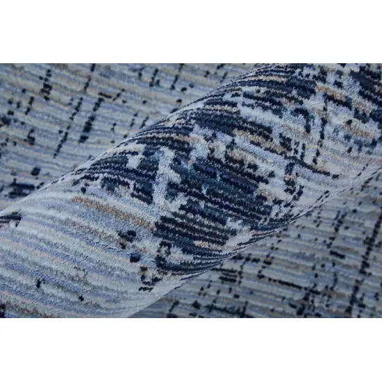 Light Blue and Black Abstract Power Loom Area Rug Photo 7