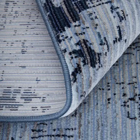 Light Blue and Black Abstract Power Loom Area Rug Photo 5