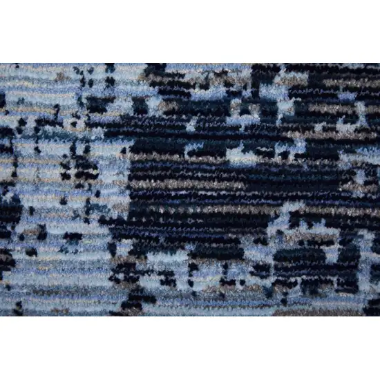 Light Blue and Black Abstract Power Loom Area Rug Photo 9