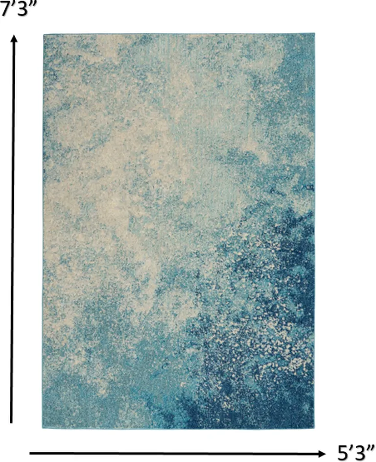 Light Blue and Ivory Abstract Sky Area Rug Photo 5