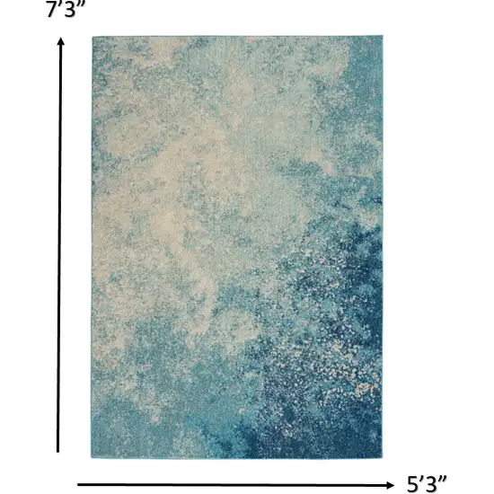 Light Blue and Ivory Abstract Sky Area Rug Photo 5