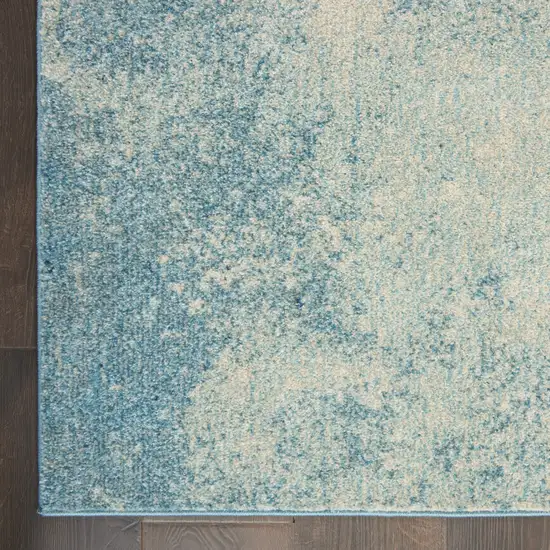 Ivory And Blue Abstract Power Loom Area Rug Photo 2