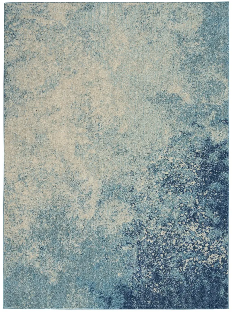 Light Blue and Ivory Abstract Sky Area Rug Photo 5