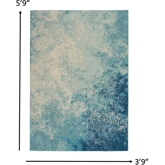 Light Blue and Ivory Abstract Sky Area Rug Photo 5