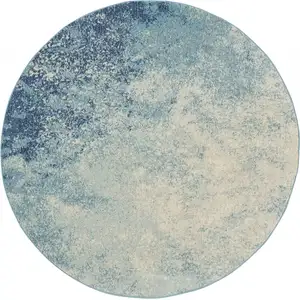 Photo of Light Blue and Ivory Abstract Sky Area Rug